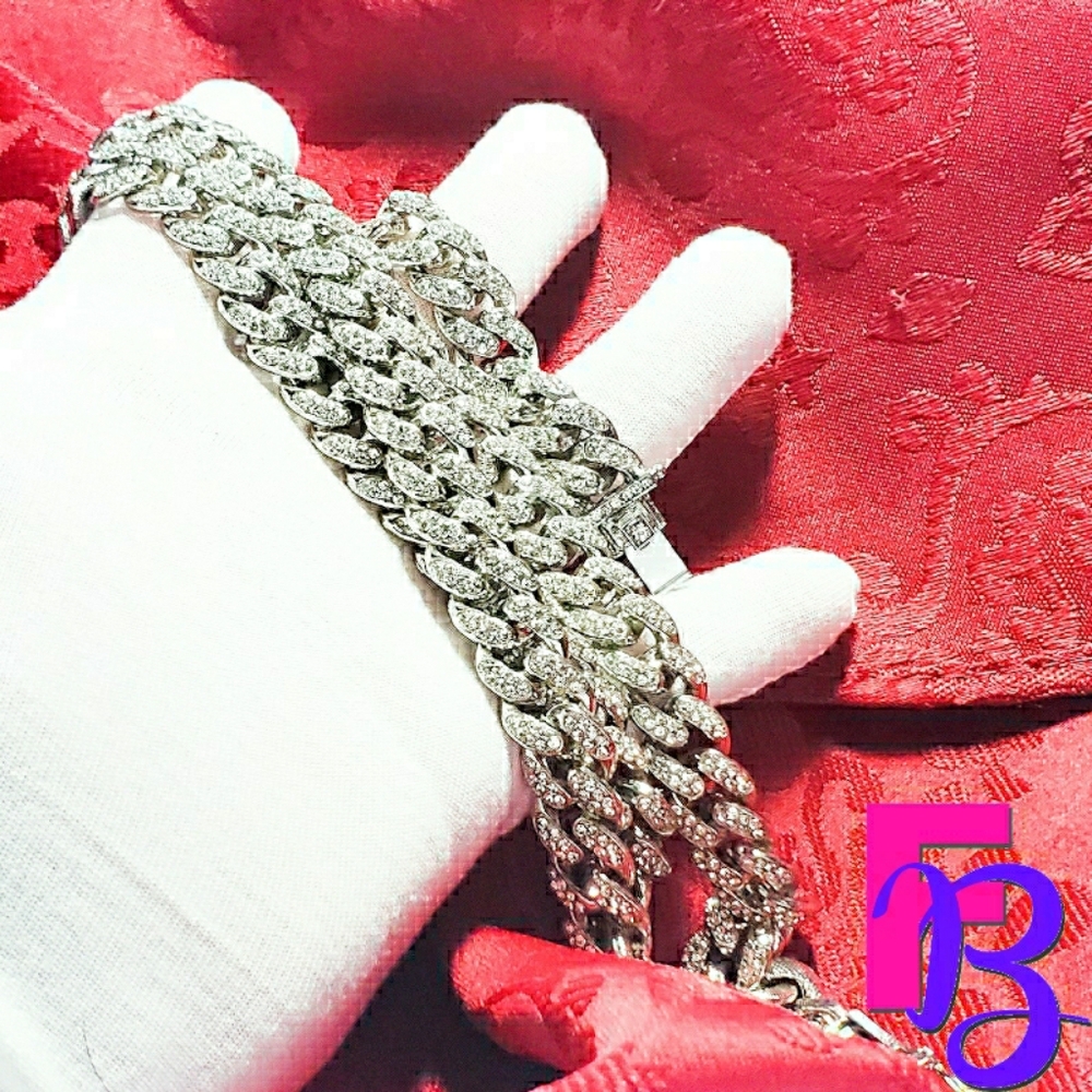 *NEW!* 13MM Iced White Gold Cuban Chain - Picture 7 of 16